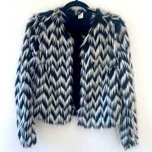 H&M BLACK AND WHITE FUR COAT